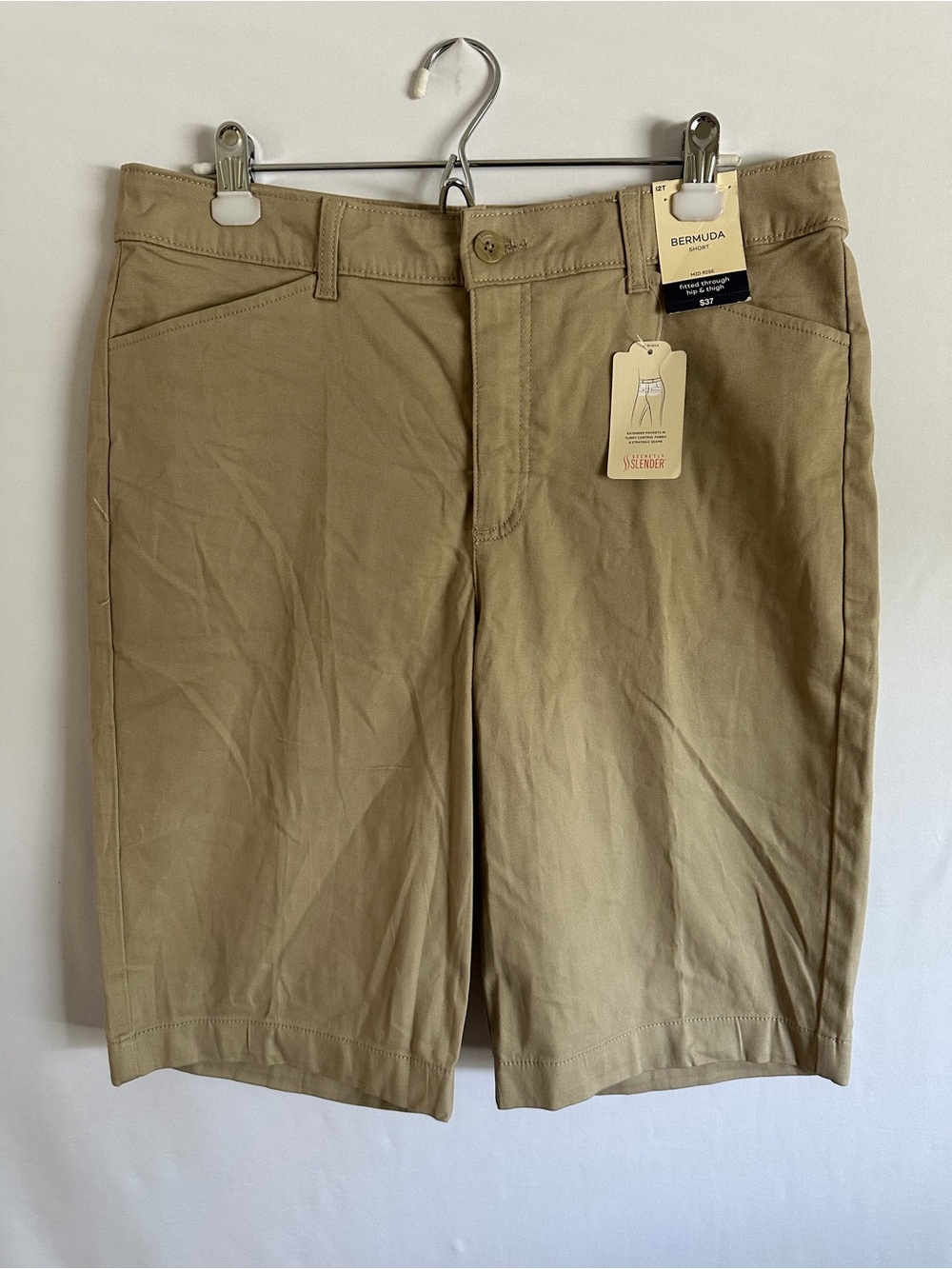 St John's Bay Secretly Slender Chino Bermuda Shorts Women's 12 T New